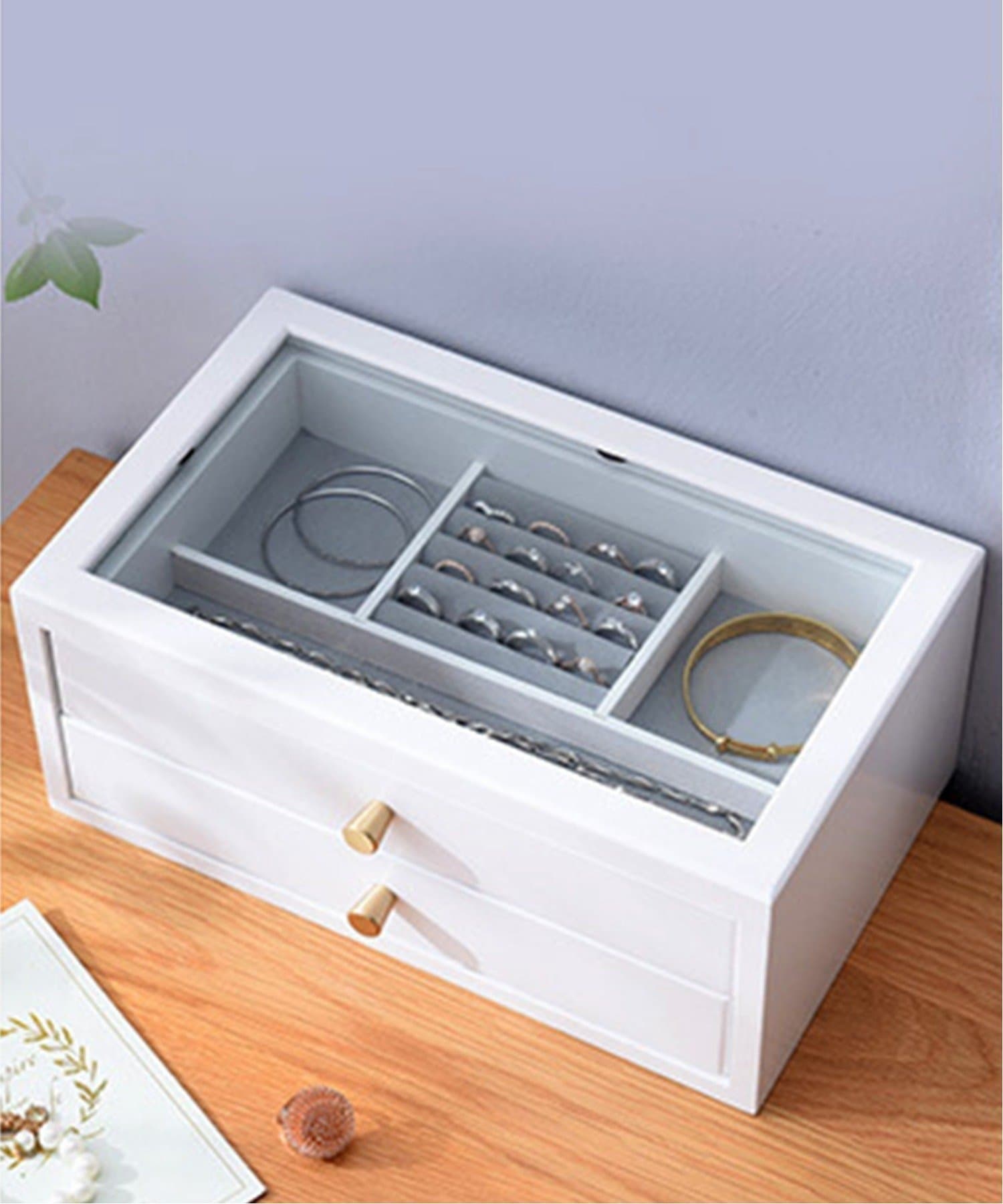 【SALE／15%OFF】aimoha home aimoha home/(W)【ナチュラルなお部屋になじむ☆】木製2段アクセサリー収納ボックス アイモハ インテリア・生活雑貨 収納用品・棚・ラック レッド ベージュ ホワイト ブラック【送料無料】