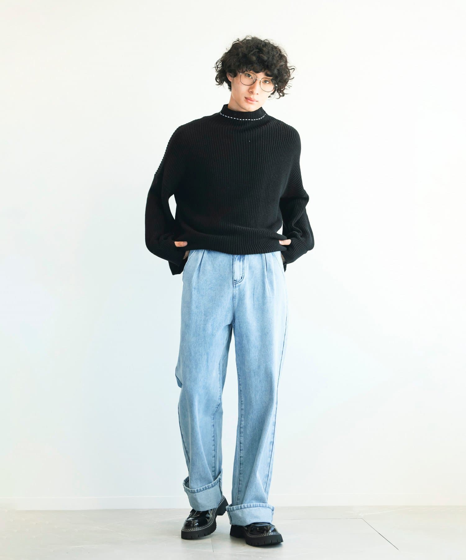 【SALE／15%OFF】aimoha MENS aimoha MENS/ワイドデニムパンツ アイモハ パンツ ジーンズ・デニムパンツ ブルー【送料無料】 thumbnail 2