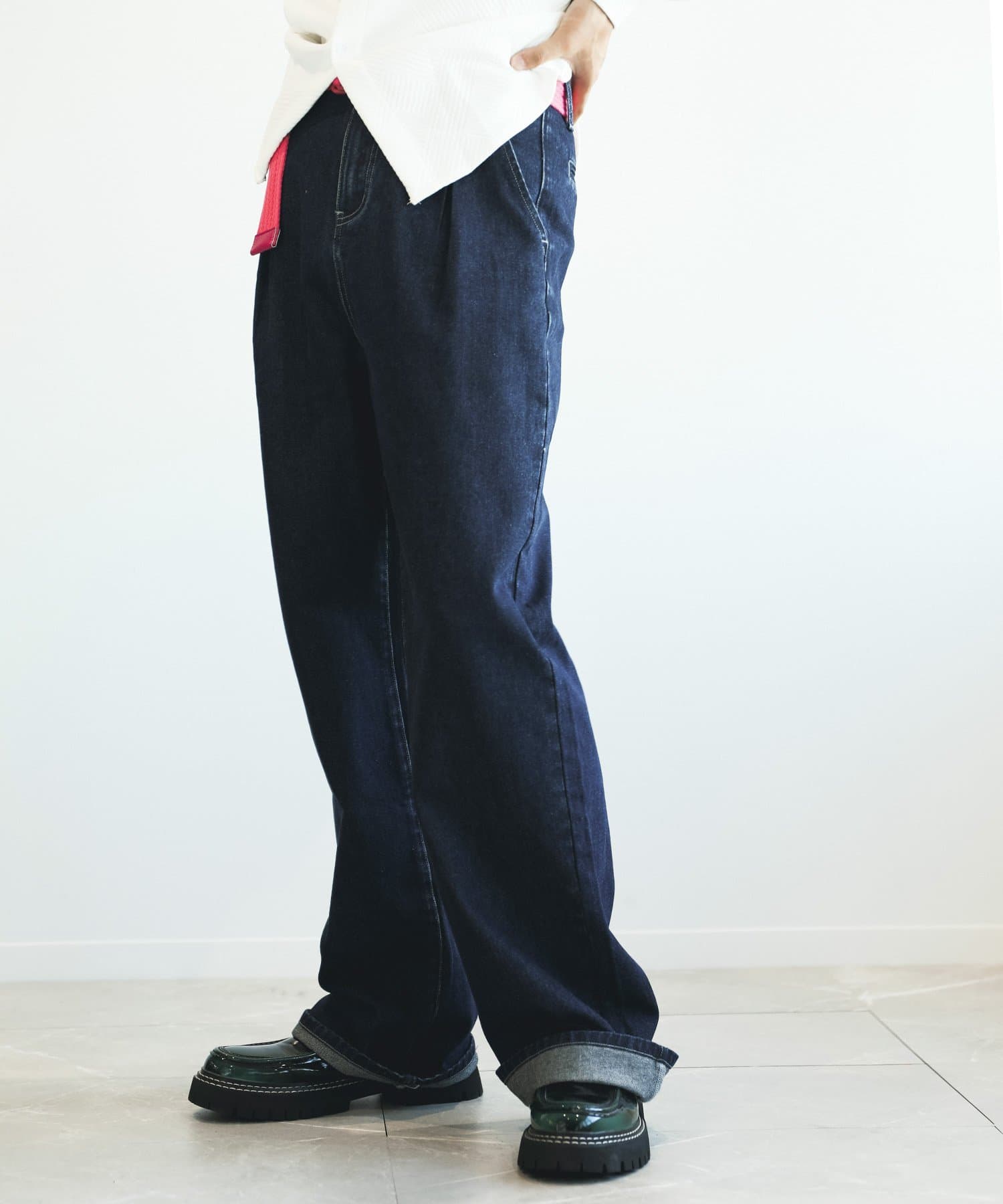 【SALE／15%OFF】aimoha MENS aimoha MENS/ワイドデニムパンツ アイモハ パンツ ジーンズ・デニムパンツ ブルー【送料無料】