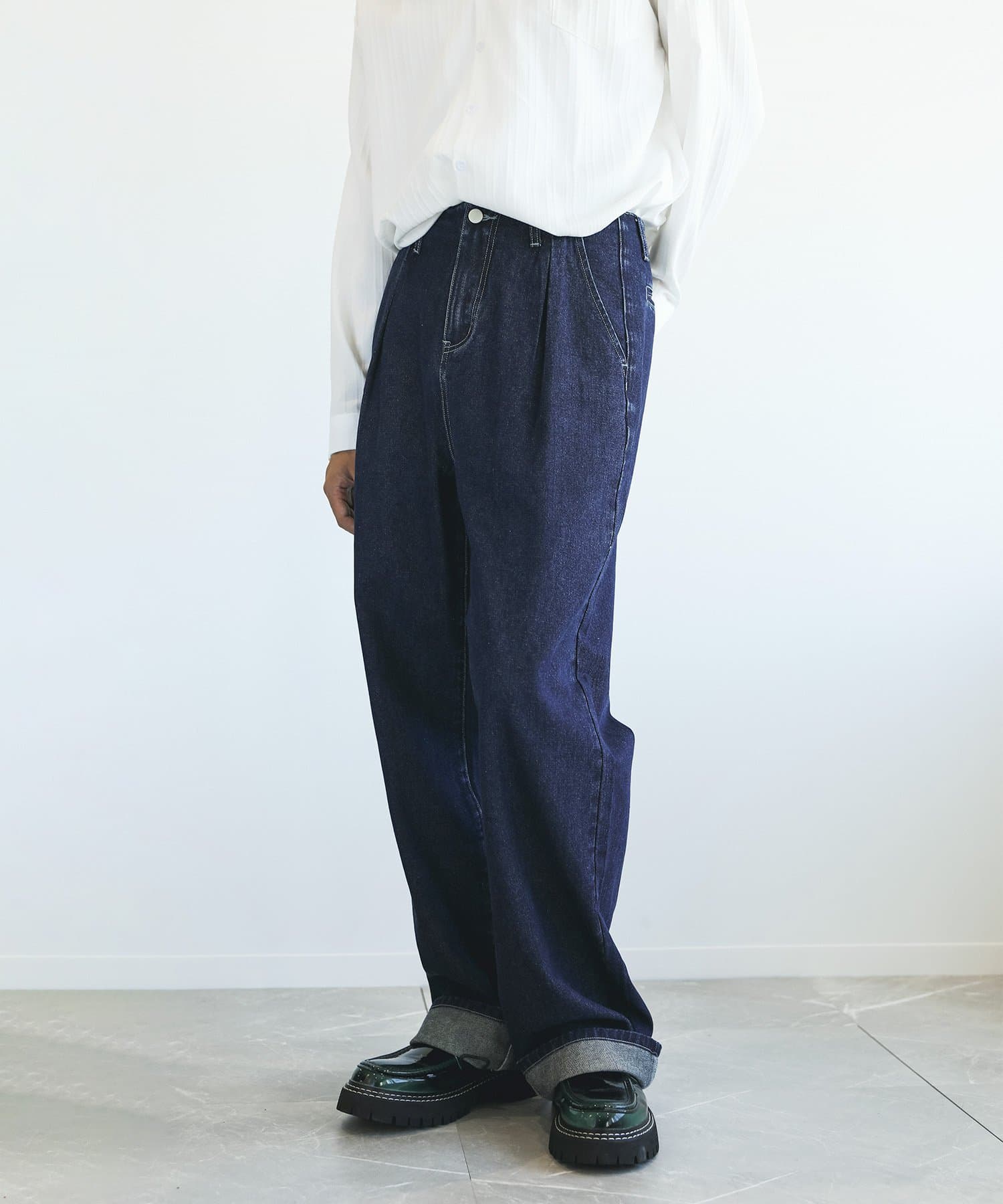【SALE／15%OFF】aimoha MENS aimoha MENS/ワイドデニムパンツ アイモハ パンツ ジーンズ・デニムパンツ ブルー【送料無料】 thumbnail 3
