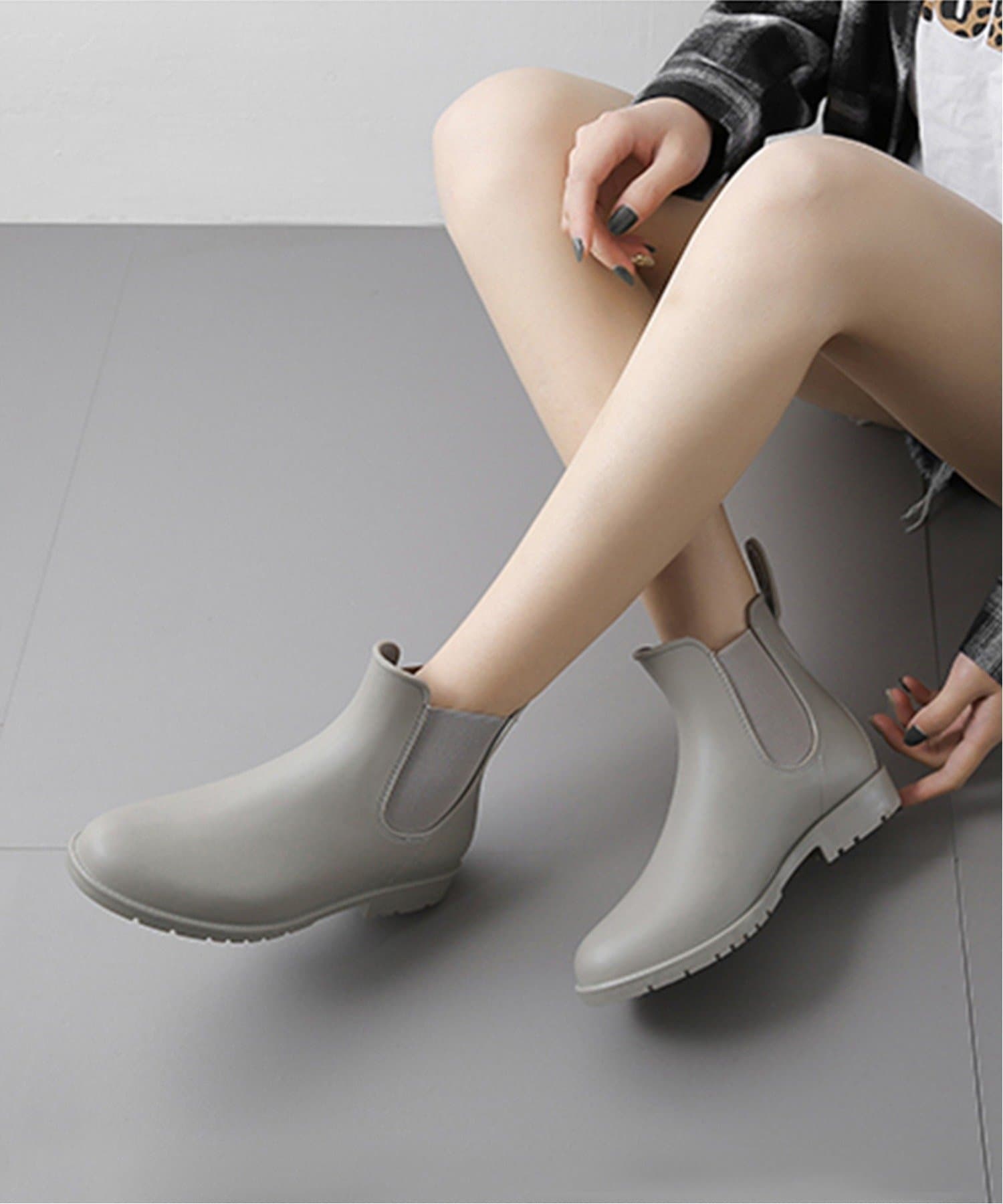 【SALE／15%OFF】aimoha aimoha/サイドゴア ショート レインブーツ アイモハ シューズ・靴 レインシューズ・ブーツ ブラック グレー ブラウン ピンク thumbnail 2
