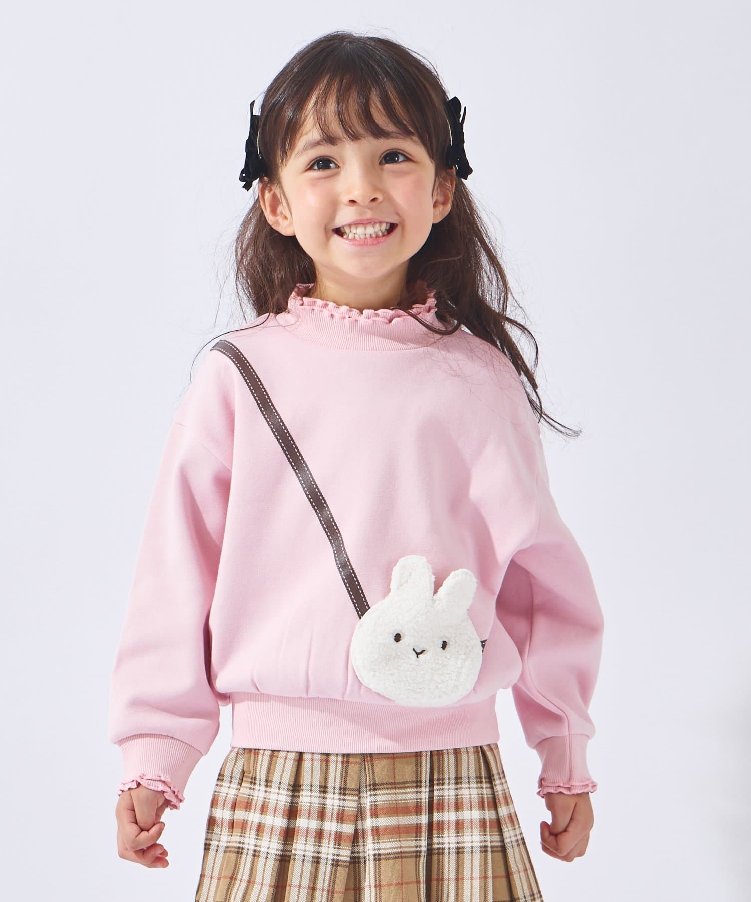 ever closet どうぶつポシェット裏起毛トレーナー エバークローゼット トップス スウェット・トレーナー パープル グリーン ピンク ベージュ グレー thumbnail 3