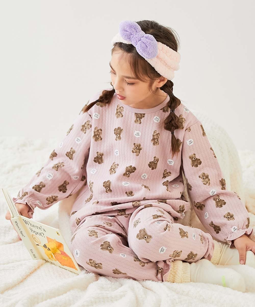 devirock ガールズ やわらかキルト パジャマ 子供服 キッズ 女の子 部屋着 寝巻き 26AW デビロック インナー・ルームウェア パジャマ ブルー グレー グリーン ピンク thumbnail 3