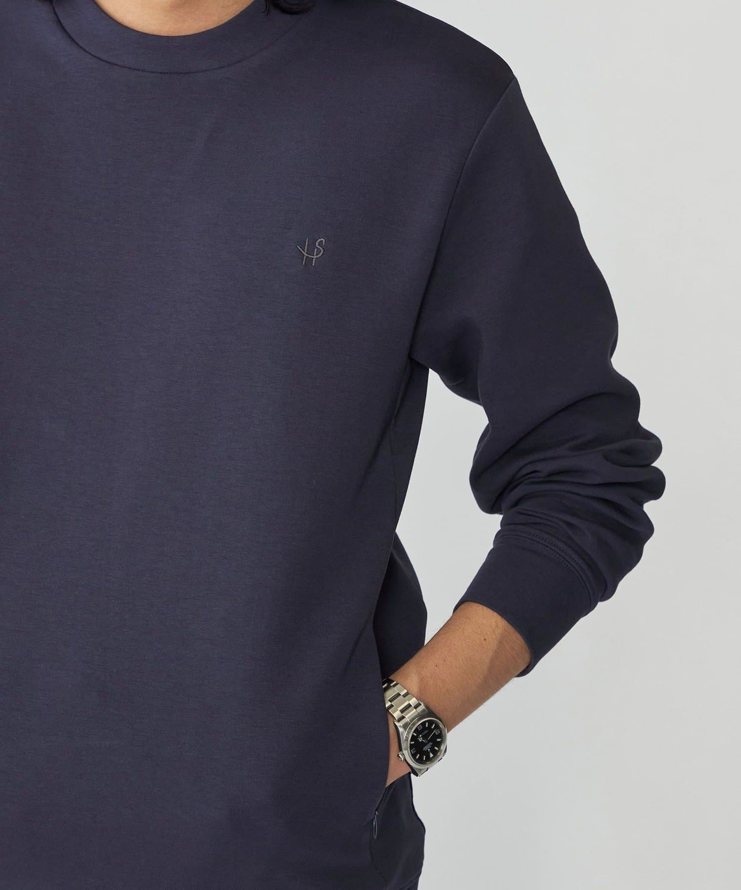 SHIPS MEN 【WEB限定】SHIPS: テレワーク ビズ ワンポイントロゴ ハイゲージ ダブルニット スウェット シップス トップス スウェット・トレーナー ネイビー ベージュ ブラック グレー【送料無料】