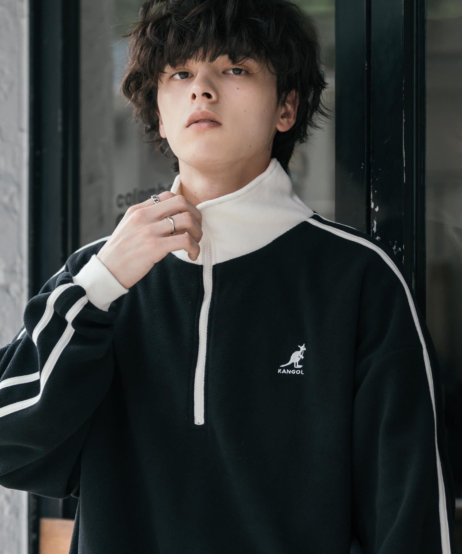 KANGOL 新色追加 KANGOL 別注コラボサイドラインロゴ刺繍ハーフジップフリース ロッキーモンロー トップス スウェット・トレーナー ブラック ブラウン ホワイト ワインレッド ネイビー グレー ブルー パープル【送料無料】