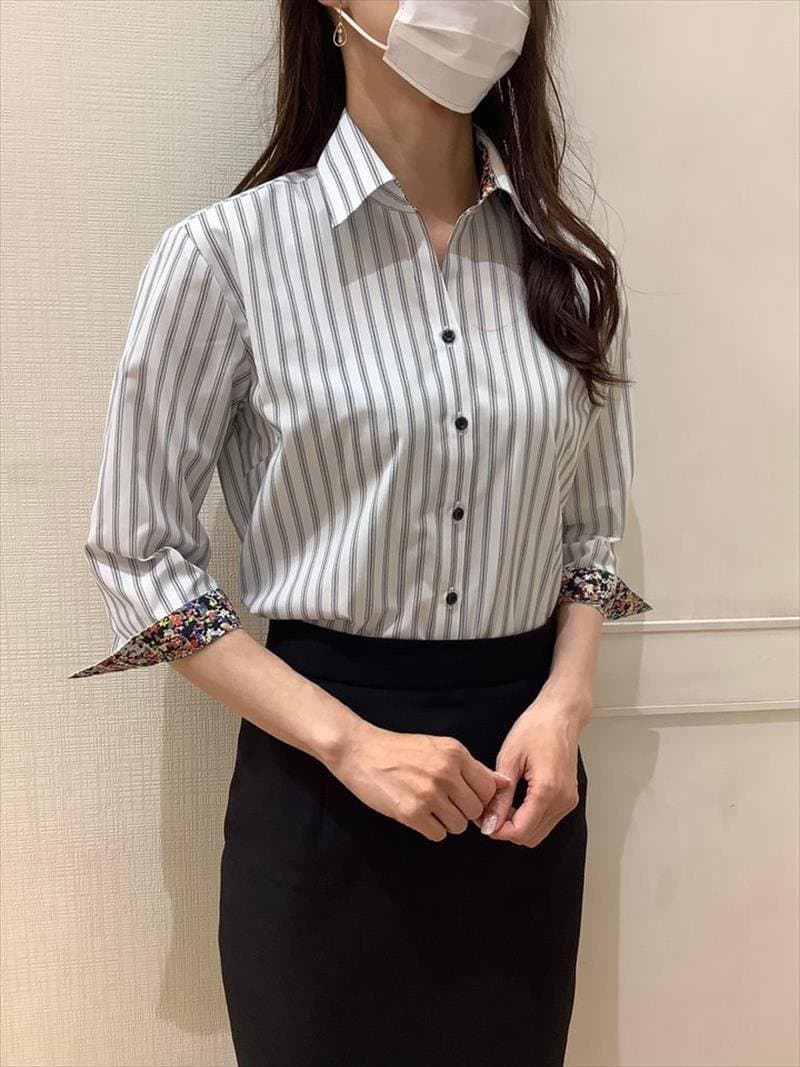 【SALE／47%OFF】BRICK HOUSE by Tokyo Shirts スキッパー 七分袖 形態安定 レディースシャツ 裾パイピング BL01I501AB24K10-33 トーキョーシャツ スーツ・フォーマル Yシャツ・カッターシャツ ブラック