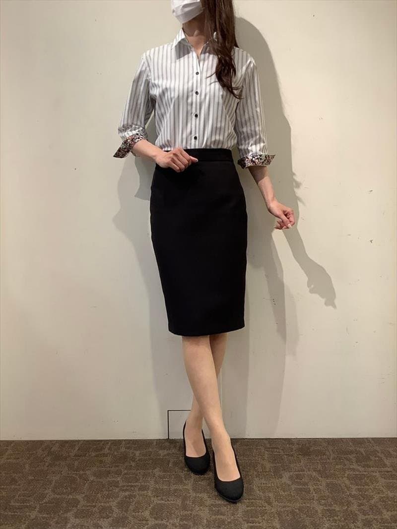 【SALE／47%OFF】BRICK HOUSE by Tokyo Shirts スキッパー 七分袖 形態安定 レディースシャツ 裾パイピング BL01I501AB24K10-33 トーキョーシャツ スーツ・フォーマル Yシャツ・カッターシャツ ブラック thumbnail 2