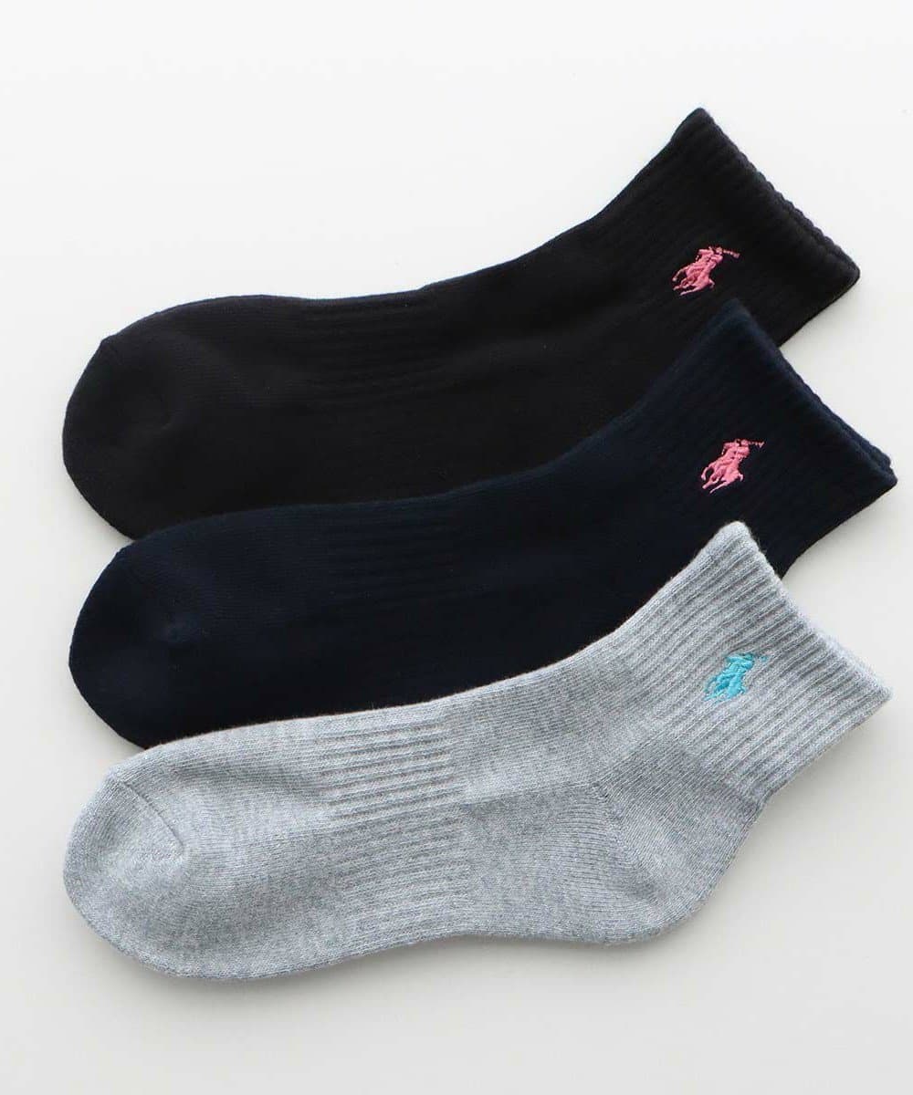 POLO RALPH LAUREN 【3足セット】足底パイル アーチサポート ワンポイント ショートソックス ナイガイ 靴下・レッグウェア 靴下 ホワイト グレー ブラック thumbnail 3