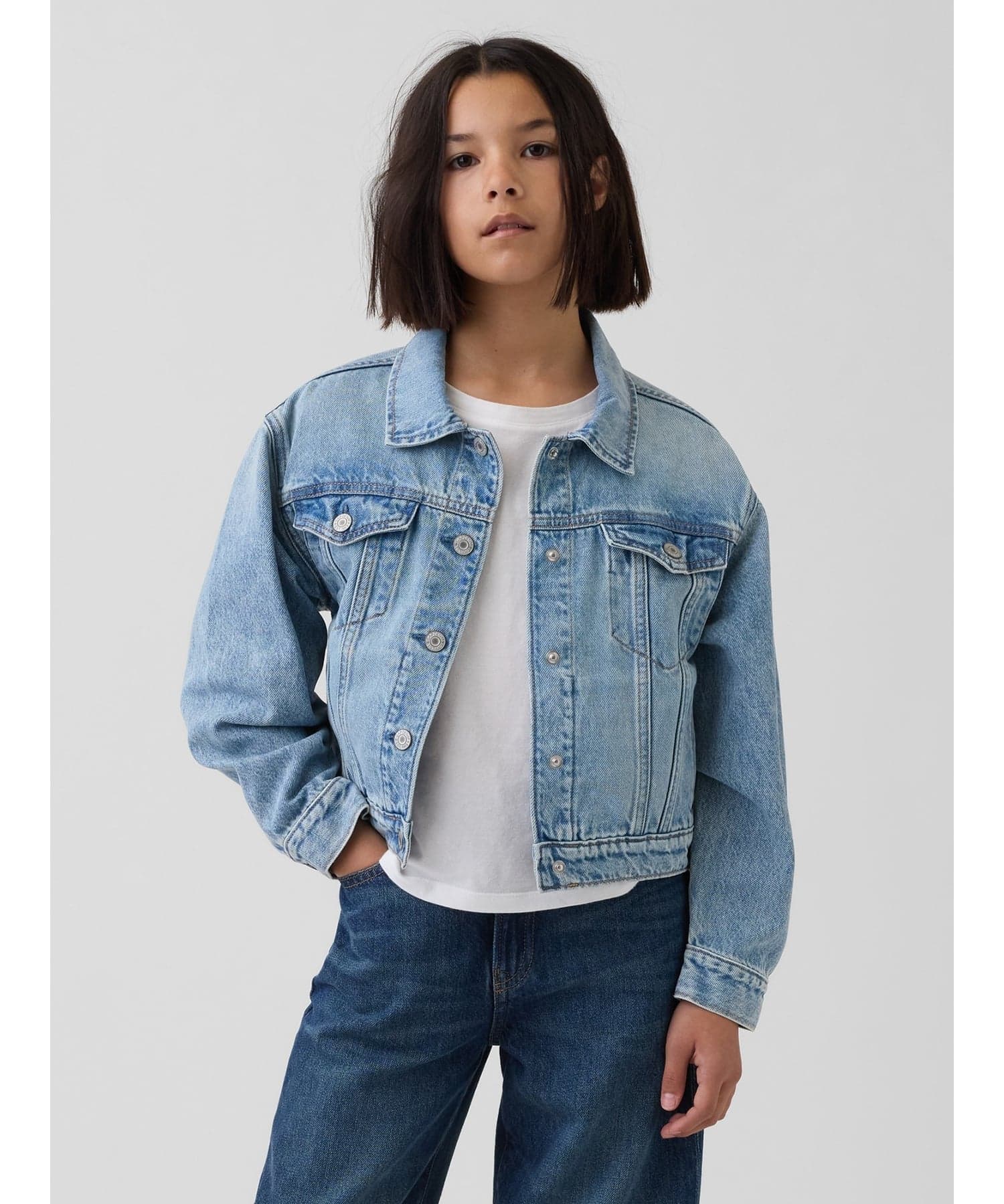 【SALE／15%OFF】GAP (K)アイコンデニムジャケット (キッズ) ギャップ ジャケット・アウター デニムジャケット ブルー【送料無料】 thumbnail 2