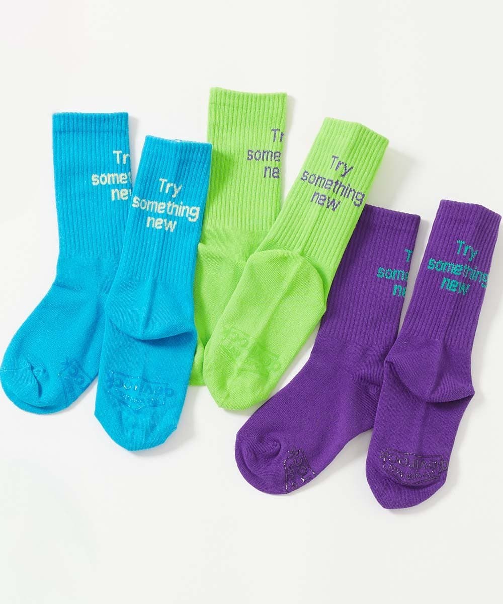 devirock 親子で使える ネオンカラー ロゴソックス 3足セット 子供服 キッズ 男の子 26SS デビロック 靴下・レッグウェア 靴下