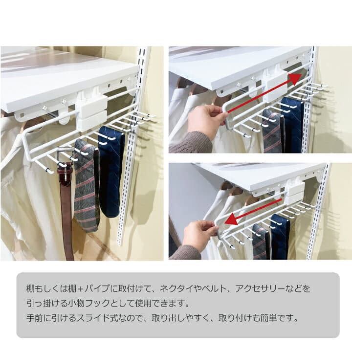 【毎月15日は全商品15％OFF】【スライド小物フック】 新生活 応援 セール スティックス 小物フック 衣類 アクセサリー 整理棚 簡単 ウォールシェルフ 壁面収納 オープンラック 収納家具 魅せる収納 見せる収納 楽らく収納 ディスプレイ収納 シンプル おしゃれ DIY diy thumbnail 3
