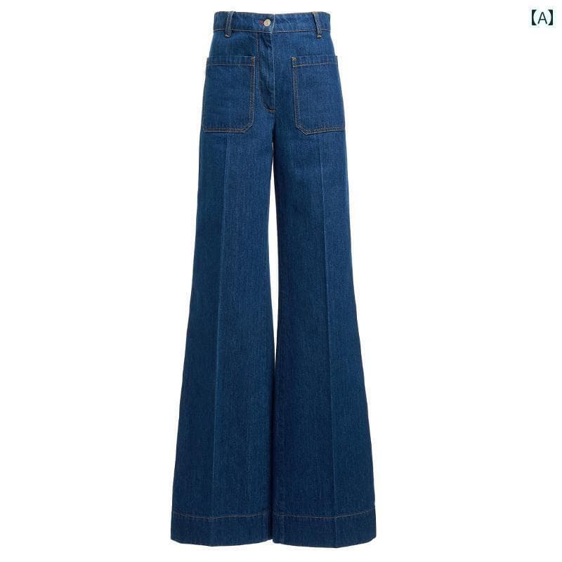 と アメリカ 女性用 ジーンズ ウォッシュド ブルーの わずかに フレアな ハイウエスト パンツ スリム フレアパンツ