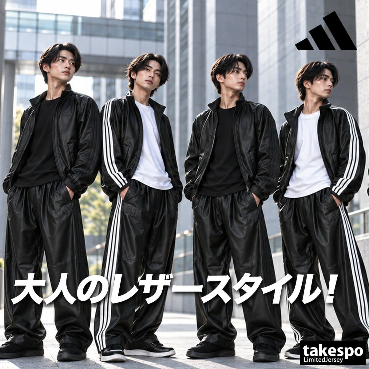 ＼楽天1位！／ アディダス ジャージ上下 ジャージ 上下 セットアップ メンズ ブランド adidas 合成皮革 フェイクレザー黒 裏付き サイドライン 3ストライプス スリーストライプス HL312 あす楽 黒 新作 上下セット 大きいサイズ 有 スポーツウェア