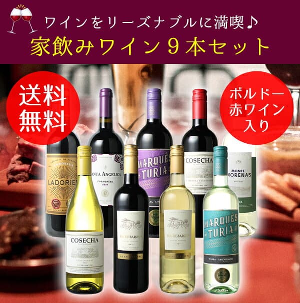 【送料無料】ワインセット 家飲み ワイン 9本 セット ボルドー入 赤ワイン 白ワイン デイリーワイン 飲み比べ パーティー おうちで満喫 ギフト 御祝 誕生日 結婚祝い 第112弾【Pup】 thumbnail 3
