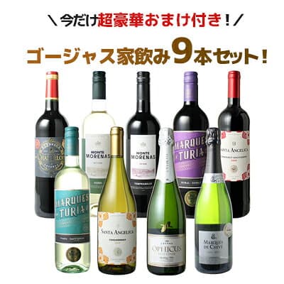 【送料無料】 ワインセット 飲み比べ ボルドーもカヴァも入った ゴージャス家飲み 9本 セット 赤ワイン 白ワイン スパークリング 全部入り お家で毎日ワイン三昧 ソムリエ厳選 ワイン wine プレゼント ギフト 第69弾【Pup】
