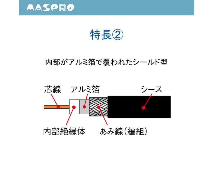 【LINE友だち追加でクーポン配布中】マスプロ 家庭用TV接続ケーブル 2m 屋内用 4K・8K衛星放送（3224MHz）対応 JLS2W-PN （JLS2W-Pの後継品） thumbnail 3