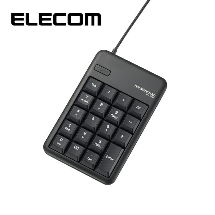 テンキーボード USB接続 RoHS指令準拠 ノートパソコン Excel エクセル キーピッチ19mm キーストローク2.3mm tabキー 00キー 高耐久キー メンブレン 電卓配列 ブラック/黒 TK-TCM011BK/RS