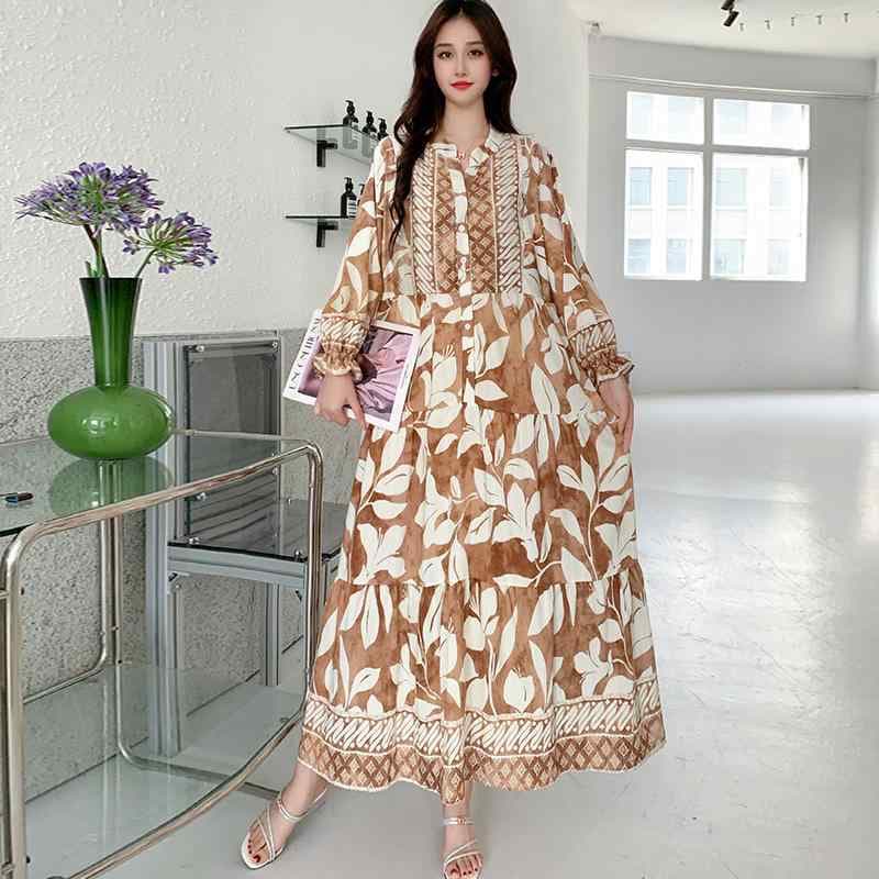 ワンピース レディース ボヘミアン マキシ丈ワンピース ゆったり 粘胶纤维 長袖 妊婦 マタニティ 民族風 部屋着 普段使い リゾートワンピース