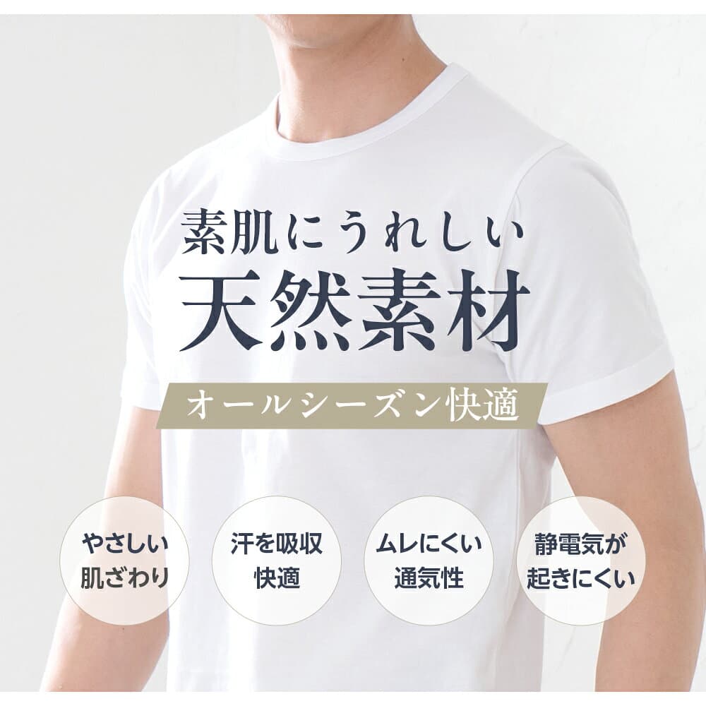 ＼【特別価格】10月9日 9:59まで／ 【一部予約】綿100％インナー メンズ インナー Vネック クルーネック 半袖 肌着 綿100％ 無地 M L LL 3L 全5色 thumbnail 3