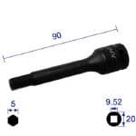 【ソケットレンチが格安価格】ナック　ヘキサゴンレンチソケットロングタイプ差込角9．52x対辺5mmx90L 305C90 [296-2594] 【インパクト用ソケットレンチ】[305C90]