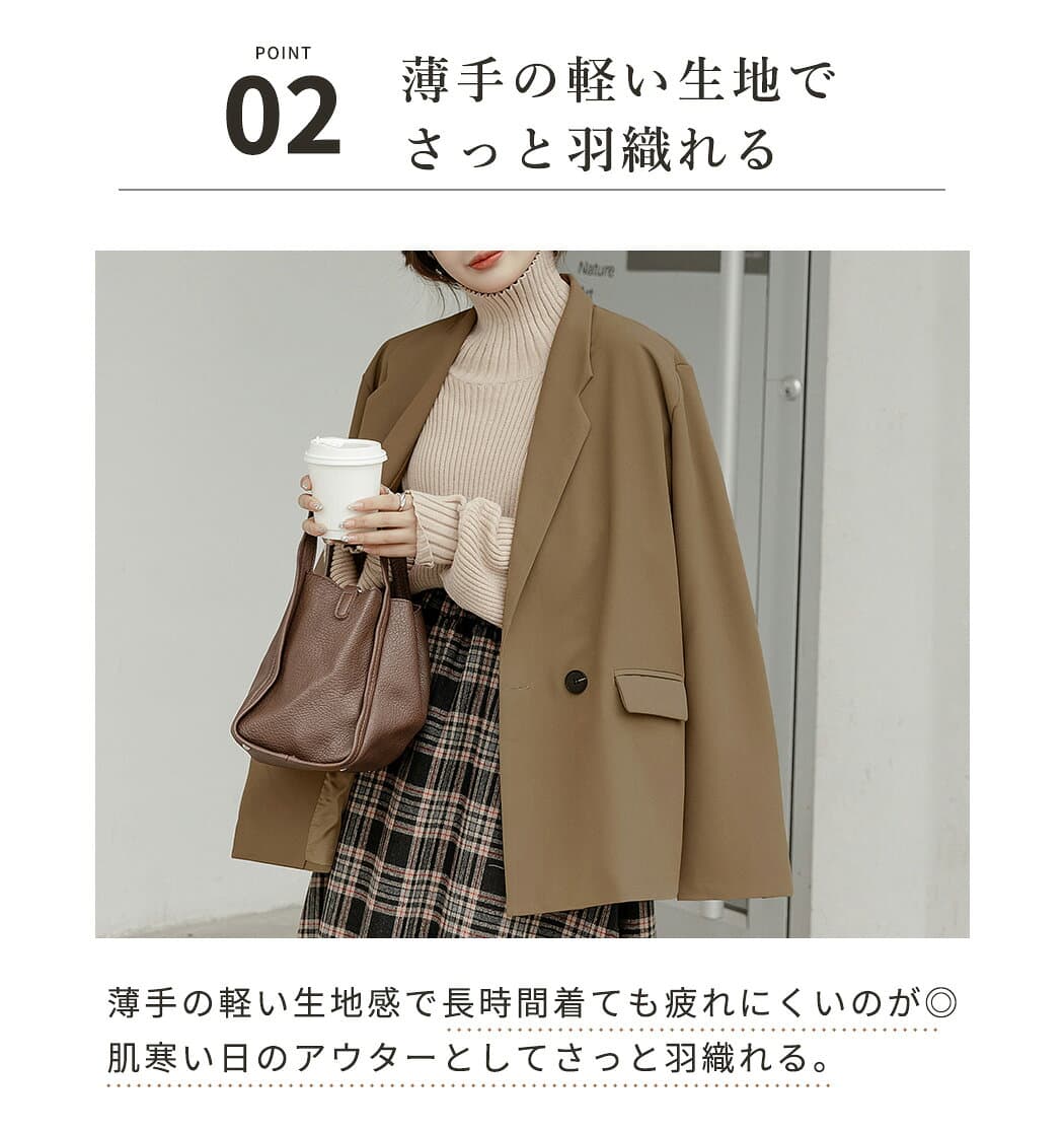 【20％OFFクーポン利用で！2,544円〜！10日限定】テーラードジャケット レディース コート アウター 薄手 長袖 ミディアム丈 ライトアウター 羽織り 袖スリット 春 秋 裏地 グレンチェック柄 お洒落 可愛い メンズライク カジュアル シンプル スーツジャケット キレカジ thumbnail 3