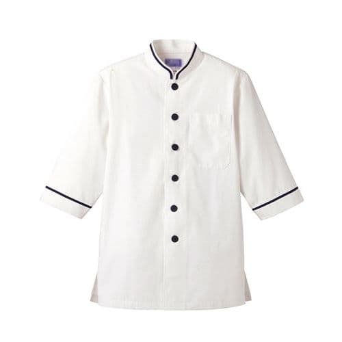 男女兼用ショップコート七分袖 ホワイト×ネイビー D1128 /プロ用/新品/小物送料対象商品