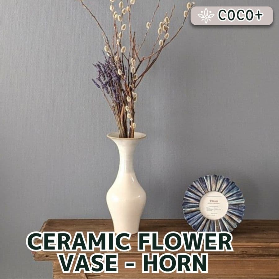 【てしまの苗屋】 CERAMIC FLOWER VASE HORN セラミックフラワーベースホーン