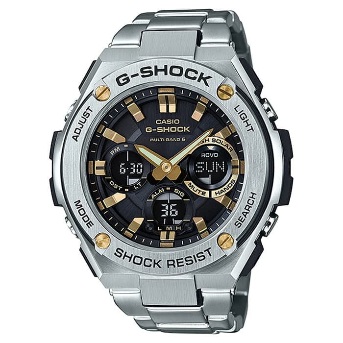 【10日限りの抽選還元！要エントリー】G-SHOCK G-STEEL Gスチール GST-W110D-1A9JF メンズ 腕時計 電波ソーラー アナデジ シルバー メタル レイヤーガード 国内正規品 カシオ thumbnail 2