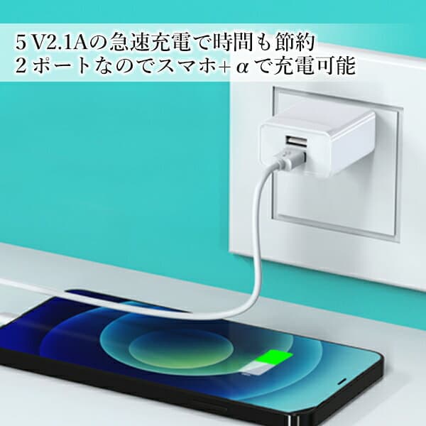 充電器 急速 タイプA USB充電器 iPhone スマホ ACアダプタ 充電アダプタ 2口 PSE認証 ホワイト ブラック (管理S) 送料無料 【SK18925-Q】 thumbnail 3