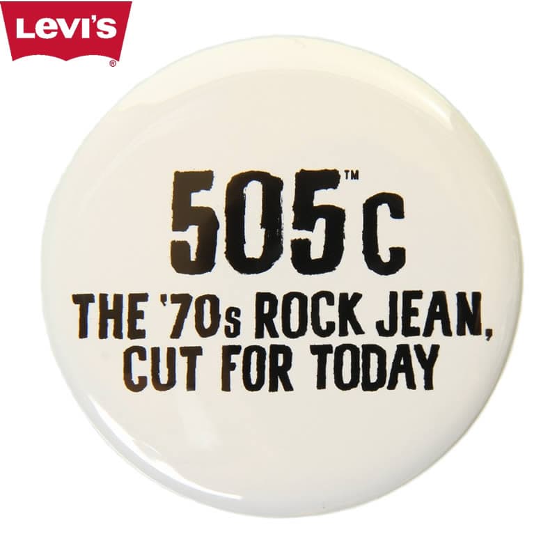 Levi's ACCESSORY リーバイス 缶バッチ 505C THE 70s ROCK JEAN,CUT FOR TODAY 70年代 ロックジーンズ ブランド缶バッチ アクセ【levis リーバイス ブランド缶バッチ ブランド雑貨 リーバイス大好き リーバイスアクセ ロゴ缶バッチ ロゴバッチ 新品】