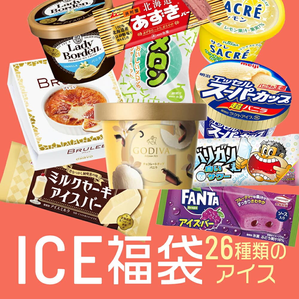 【300円オフクーポン！早い者勝ち！】敬老の日 超お買い得 アイスクリーム福袋 合計26個入り (中身は当店お任せ) アイスクリーム アイス 福袋 詰め合わせ 大容量 訳あり スーパーカップ ガリガリ君 明治 赤城乳業 森永製菓