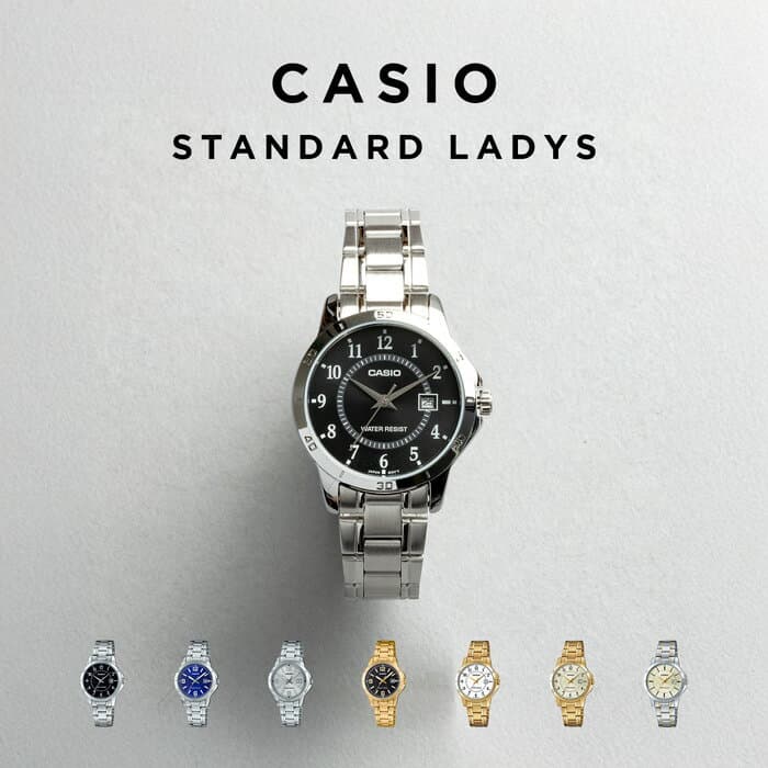 【10年保証】【日本未発売】CASIO STANDARD LADYS カシオ スタンダード LTP-V004D 腕時計 時計 ブランド レディース 女の子 チープカシオ チプカシ アナログ 日付 黒 白 銀 金 シンプル メタル 海外モデル ギフト プレゼント