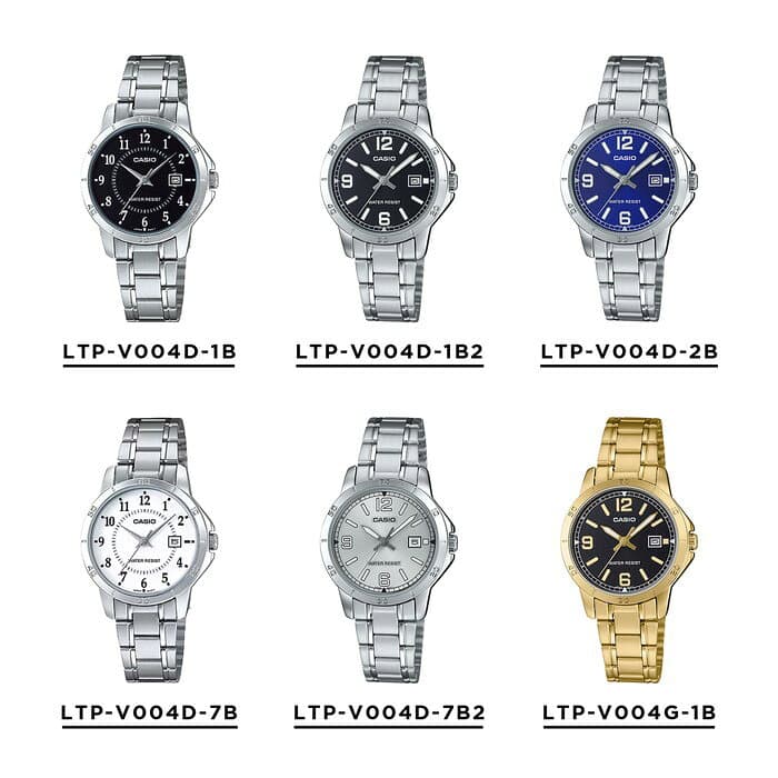 【10年保証】【日本未発売】CASIO STANDARD LADYS カシオ スタンダード LTP-V004D 腕時計 時計 ブランド レディース 女の子 チープカシオ チプカシ アナログ 日付 黒 白 銀 金 シンプル メタル 海外モデル ギフト プレゼント thumbnail 2
