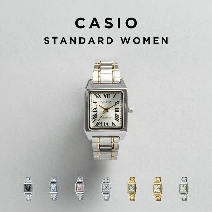 【10年保証】【日本未発売】CASIO STANDARD WOMEN カシオ スタンダード LTP-V007D 腕時計 時計 ブランド レディース 女の子 チープカシオ チプカシ アナログ シルバー ブラック 黒 ブルー 青 ピンク かわいい 角型 メタル 海外モデル ギフト プレゼント