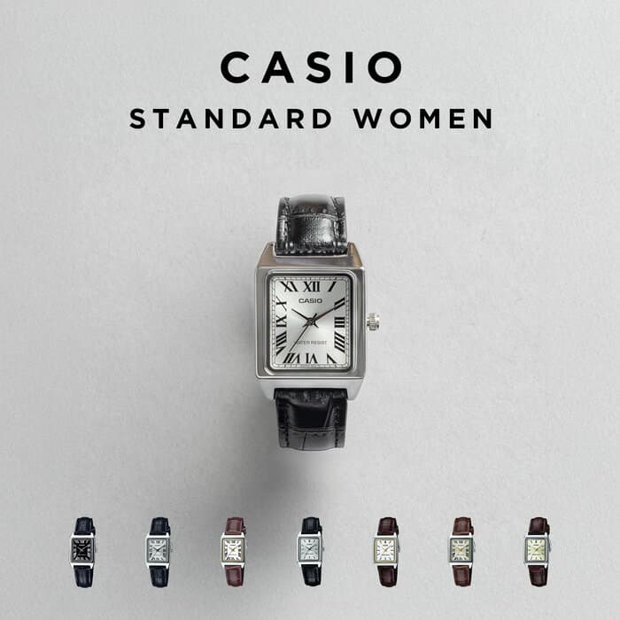 【10年保証】【日本未発売】CASIO STANDARD WOMEN カシオ スタンダード LTP-V007L 腕時計 時計 ブランド レディース 女の子 チープカシオ チプカシ アナログ シルバー ホワイト 白 金 ブラック 黒 茶 レザー 革ベルト 角型 小さい 海外モデル ギフト プレゼント