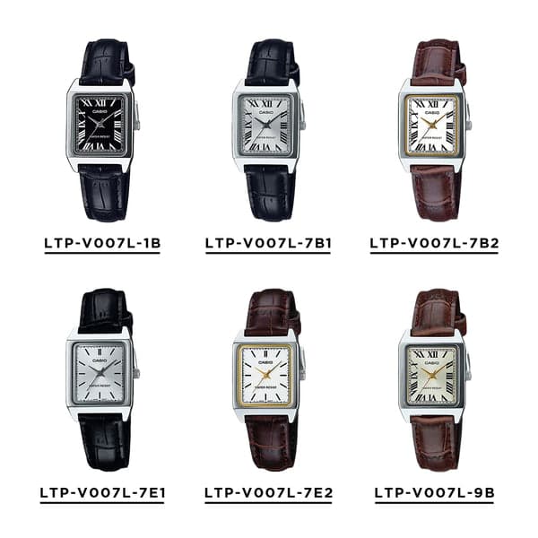 【10年保証】【日本未発売】CASIO STANDARD WOMEN カシオ スタンダード LTP-V007L 腕時計 時計 ブランド レディース 女の子 チープカシオ チプカシ アナログ シルバー ホワイト 白 金 ブラック 黒 茶 レザー 革ベルト 角型 小さい 海外モデル ギフト プレゼント thumbnail 2