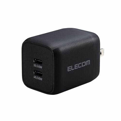 エレコム ELECOM ACDC-PD4365BK ブラック USB Power Delivery 65W キューブAC充電器 C×2 ACDCPD4365BK