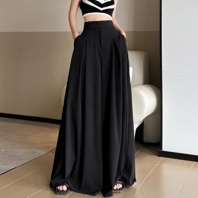 パンツ レディース ワイドパンツ 黒 高見え 春夏 薄手 高見え 美脚 ゆったり リラックス ズボン アクリル スタイルアップ ブラック カキー