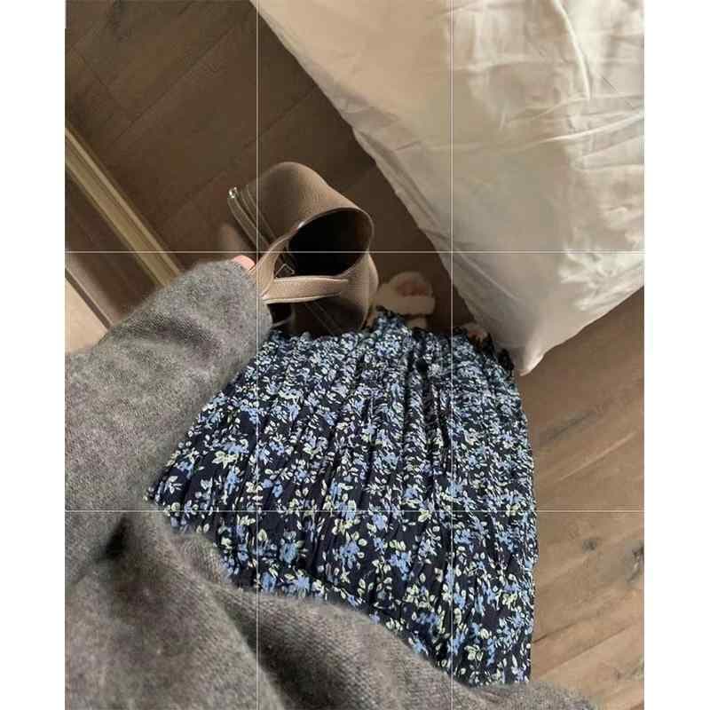 スカート レディース 春夏 Aラインスカート 小花柄 ロングスカート ハイウエスト ポリエステル 韓国風 きれいめ 通勤 オフィス カジュアル