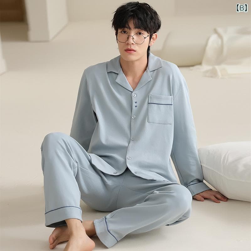 パジャマ レディース メンズ 秋冬 春 秋 綿 長袖 ルームウェア 上下セット 男女兼用 夫婦 ペア 襟付き 厚すぎない 快適 伸縮性 リラックス シンプル