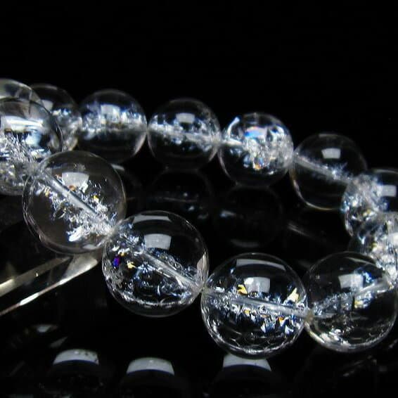 アイリスクォーツ 水晶 ブレスレット 18mm ブレス 虹入り iris bracelet 一点物 送料無料 111-35491