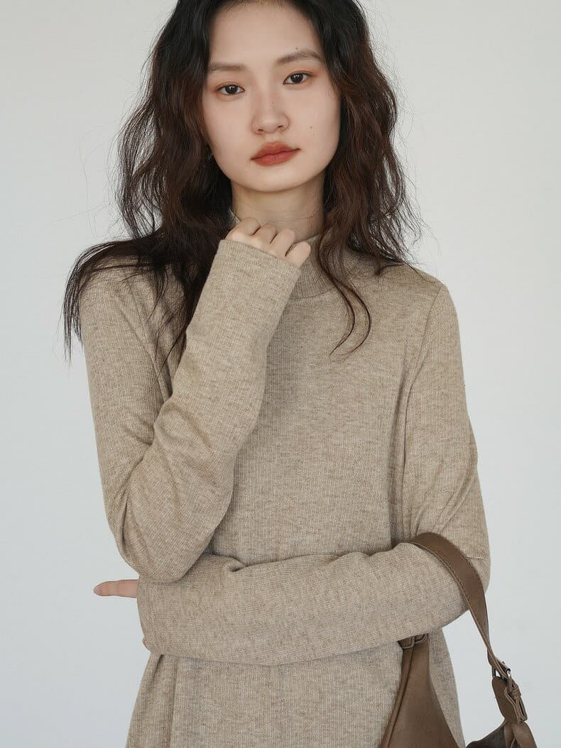 ニットワンピ ニットワンピース ロング ニット リブ 体型カバー レディース きれいめ 秋 冬 Aライン 同窓会 20代 30代 40代 無地 伸縮性 着痩せ ニット フェミニン おしゃれ ミセス 大人 thumbnail 2