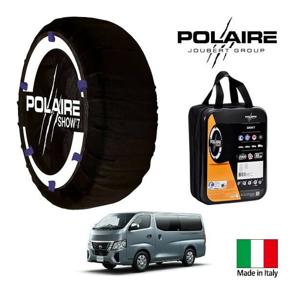 【POLAIRE正規品】ポレア ポレイル SNOW SOCKS Show7 日産 キャラバン プレミアムGX 3DF-VN6E26 195/80R15 15インチ 4WD スノーソックス 布製 タイヤ チェーン 非金属 イタリア製