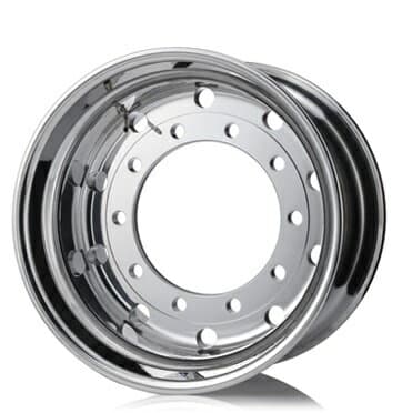 【22.5×14.00　10穴　飾り穴10穴　オフセット-28mm　PCD335mm　アルコア　表面特殊加工デュラブライト仕様　※外側のみDB加工　トレーラー用　新ISOΦ26平面座アルミホイール】ALCOA　Dura Bright　10t　大型　新品　送料無料　単品