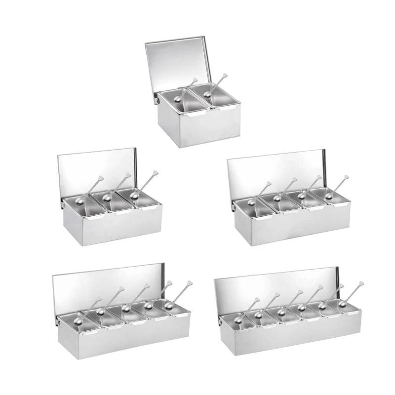 調味料瓶 調味料オーガナイザーボックス 蓋付きオーガナイザー スパイスポット 取り外し可能な調味料瓶 ステンレススチール カフェキッチン用