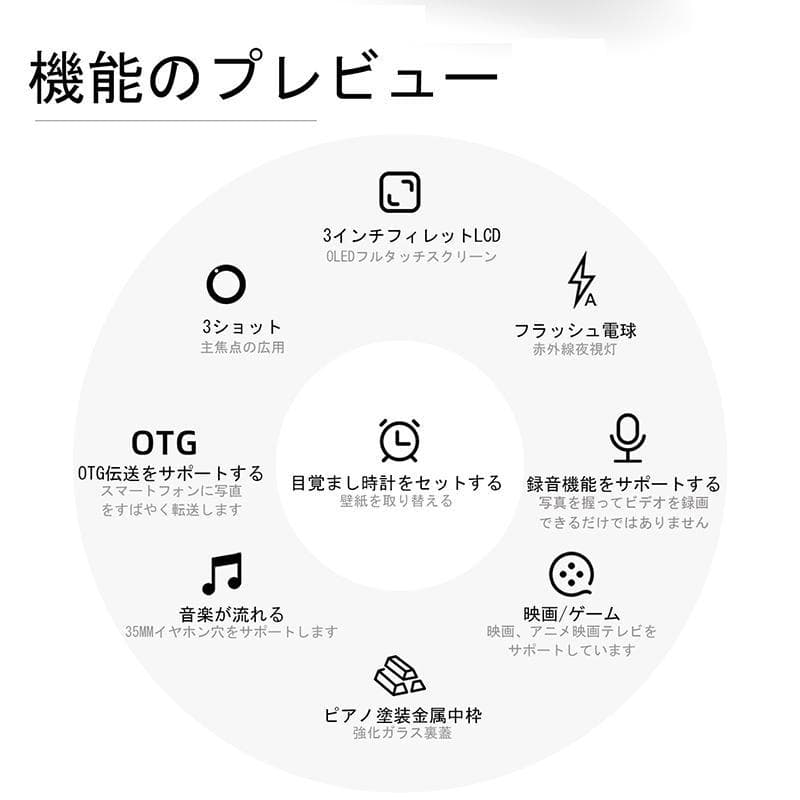 デジタルカメラ コンパクト 4K 6400万画素 16倍ズーム 小型 広角レンズ 望遠レンズ オートフォーカス OTG対応 タッチスクリーン 音楽プレーヤー 録音 修学旅行 1080P動画撮影 高画質 連続撮影 ホワイトバランス オートフォーカス 手ブレ補正 IPS画面 初心者 学生 thumbnail 3