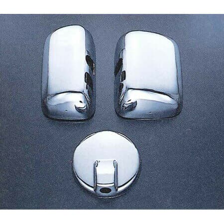 デザインが冴えるJET製☆【メッキミラーカバー3点セット（日野4トンレンジャープロ/エアループレンジャー）】※ハイグレード車不可