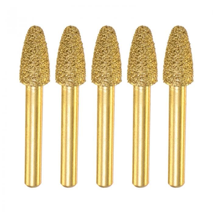 uxcell 大理石の石彫刻ツール フレイムヘッド ダイヤモンド取り付けポイント 研削カットオフホイール 10 mmろう付けグラインダー 6 mmシャンク 5個