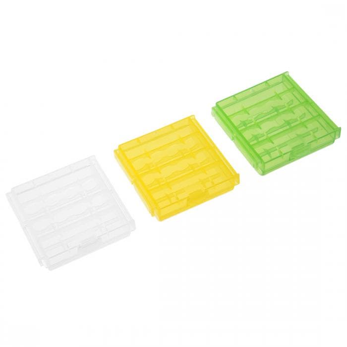uxcell 電池ホルダー バッテリー収納ケース PP素材 硬質プラスチック 実用性 ブルー クリア イエロー 3個入り