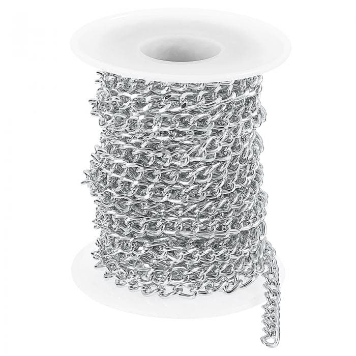 uxcell 16.4フィートのアルミリンクチェーン リンクケーブルチェーンオーバルメッキチェーンバルククラフト宝石メイキングチェーンロール DIYネックレスブレスレットアンク レット用 7x5x1.3 mm シルバー